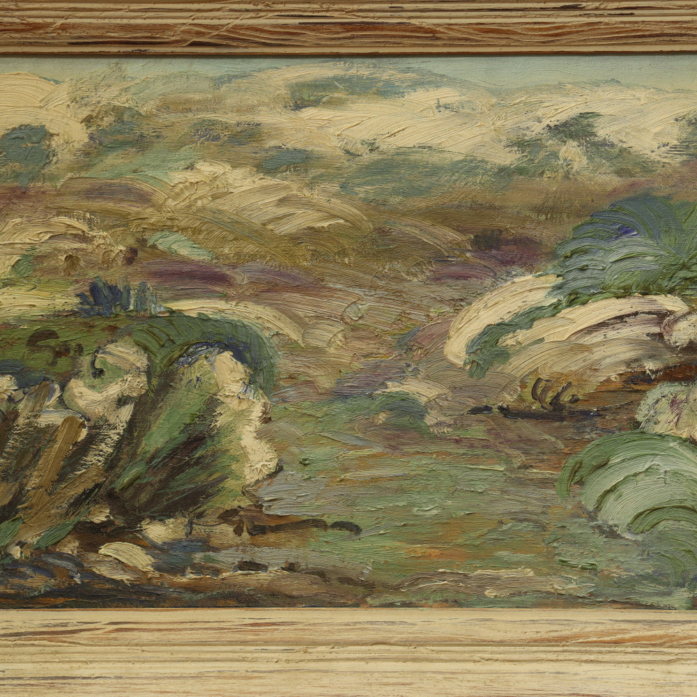 AW825: Modernist Impasto Impressionist Landscape Oil on Board Painting