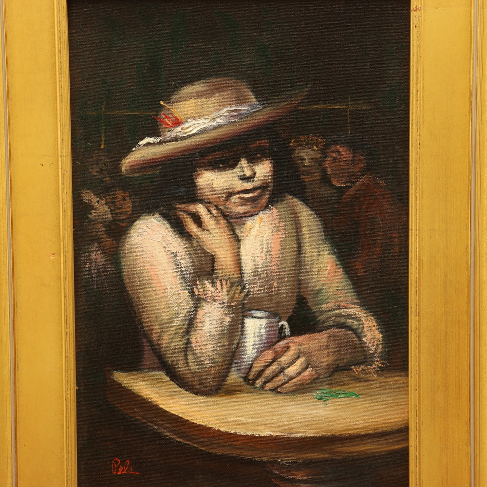 AW158: Albert Pels "Out of Work" Oil on Board Painting