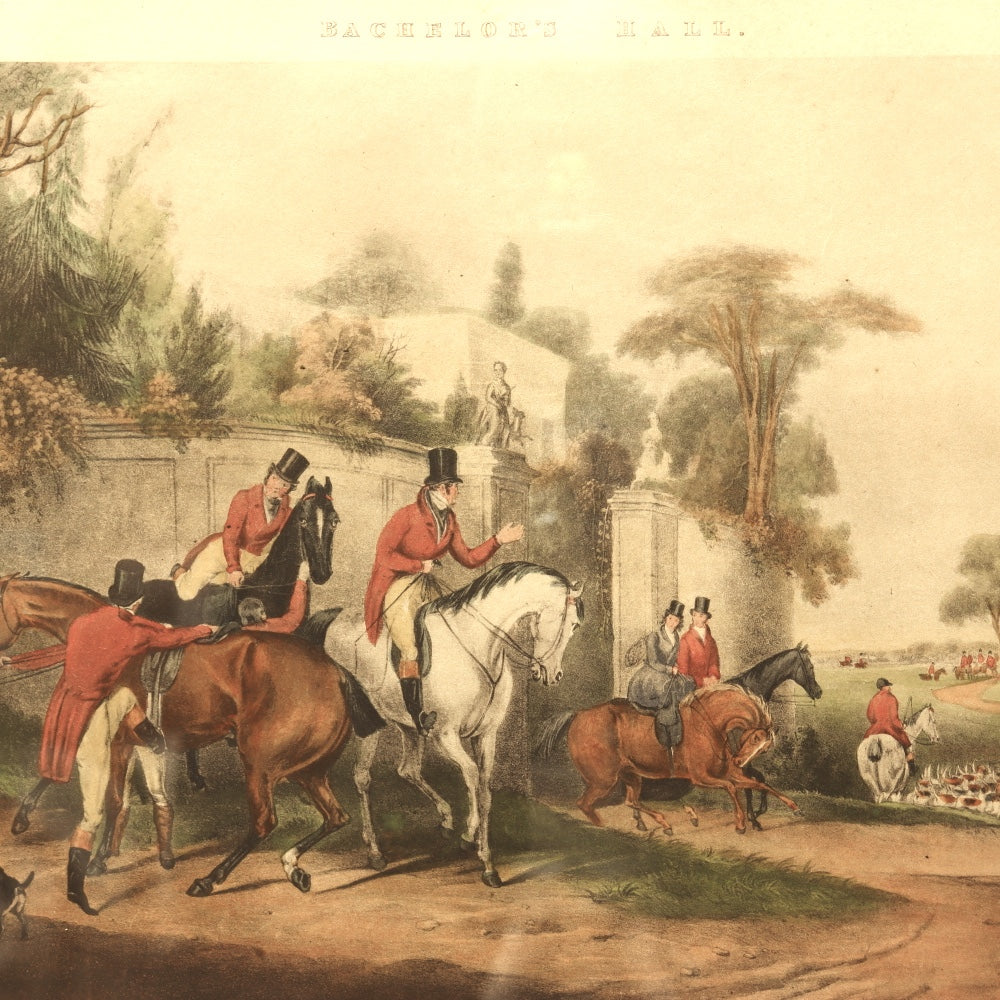 AW8-040: Turner Francis Calcraft "Bachelors Hall The Meet"  Hand Colored Lithograph Hunt Scene Circa 1835