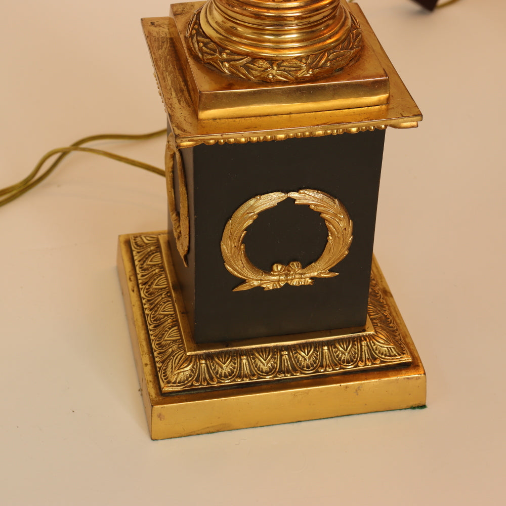 AL2-007: Pair of Circa 1940's Gilt Bronze Corinthian Columnar Lamps