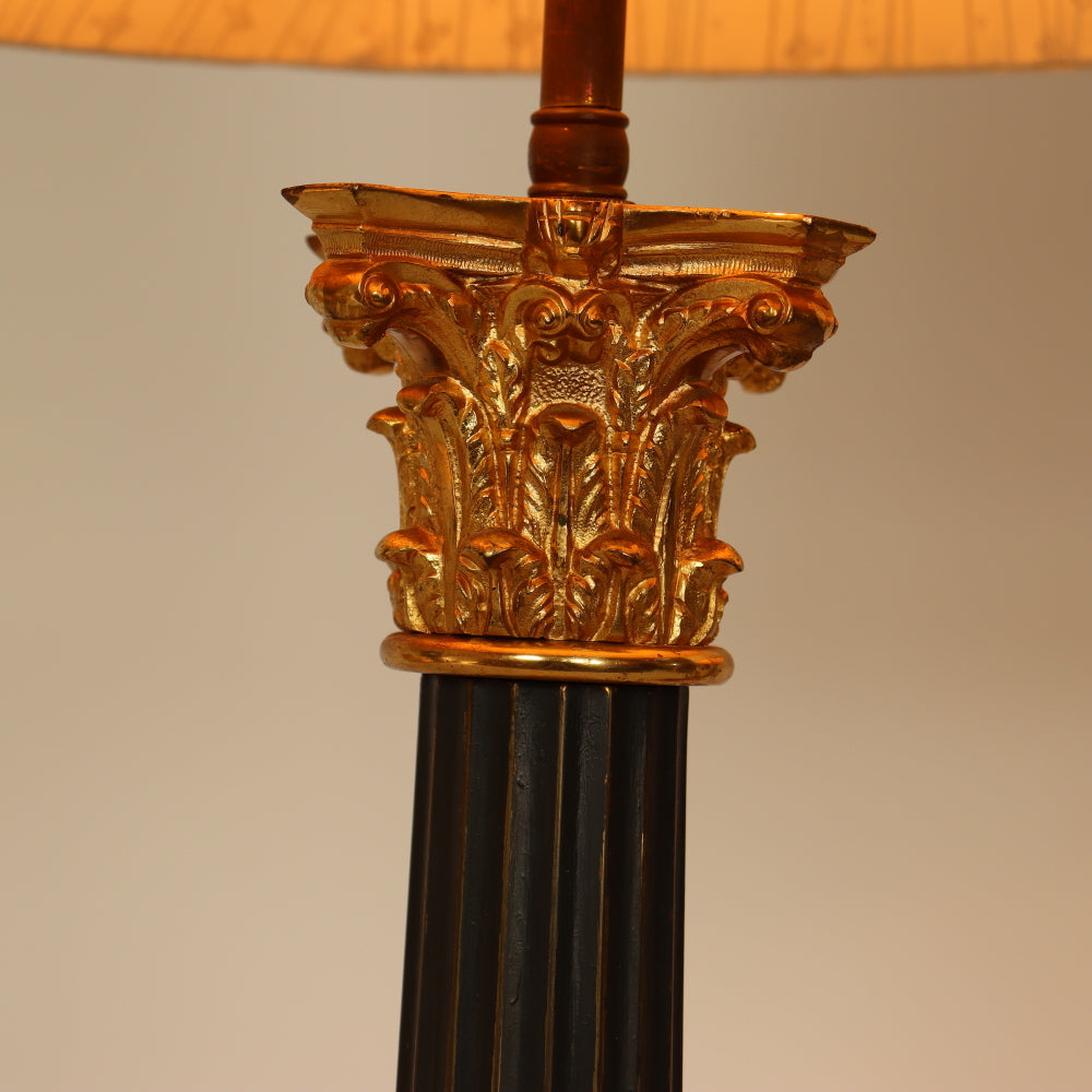 AL2-007: Pair of Circa 1940's Gilt Bronze Corinthian Columnar Lamps
