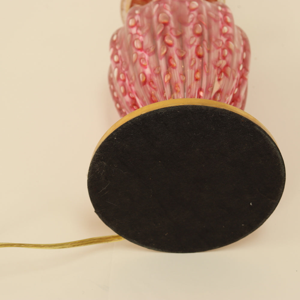 AL2-029: Mid 20th Century Pink Hand Blown Murano Glass Gilt Brass Table Lamp