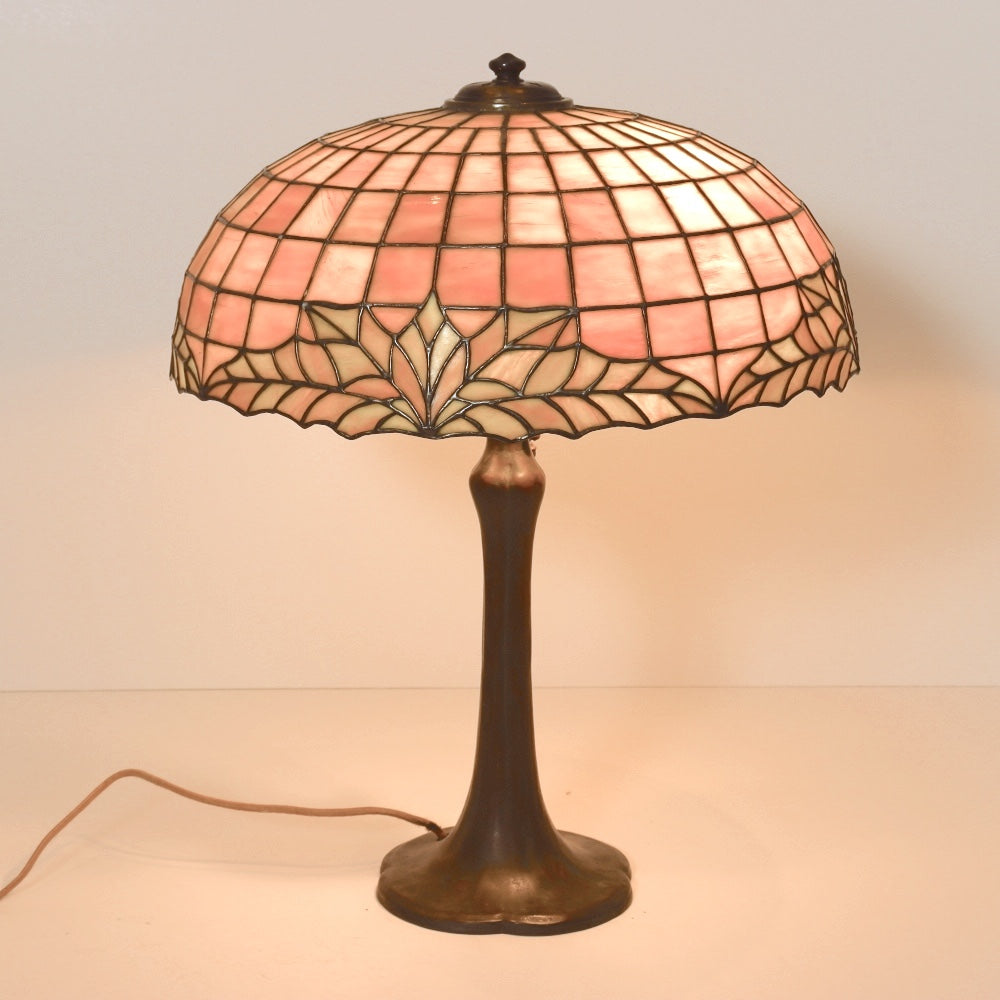 Antique Handel & Duffner & Kimberly Arts & Crafts Bronze Leaded Glass Shade Lamp | Work of Man