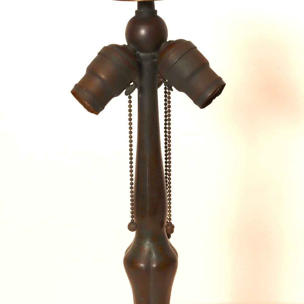 AL2-045: Antique Handel & Duffner & Kimberly Arts & Crafts Bronze Leaded Glass Shade Lamp
