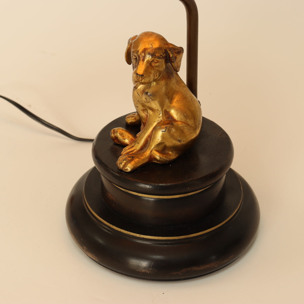 AL2-031: Antique Gilt Bronze Statue of Dog Mounted as a Lamp