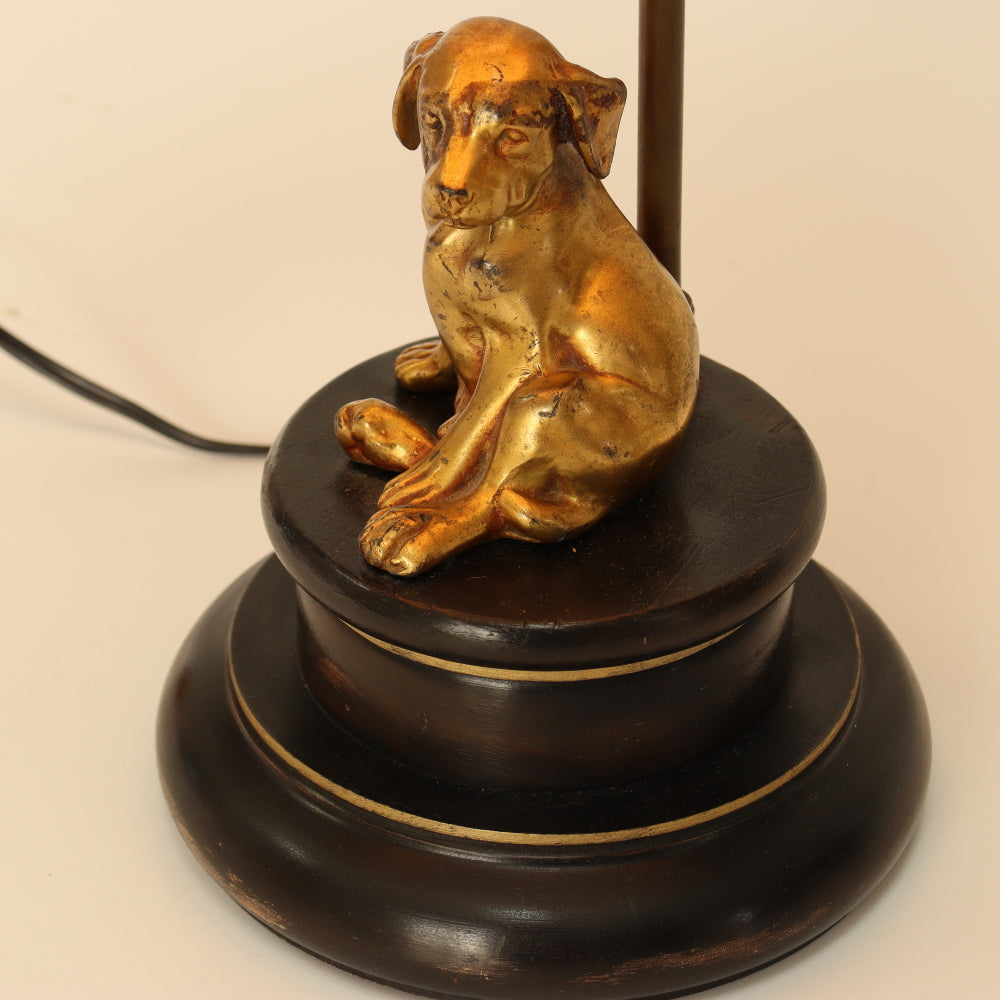 AL2-031: Antique Gilt Bronze Statue of Dog Mounted as a Lamp