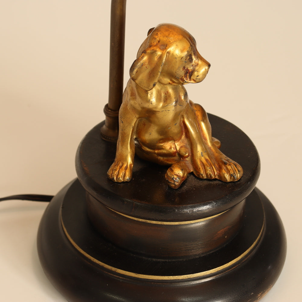 AL2-031: Antique Gilt Bronze Statue of Dog Mounted as a Lamp