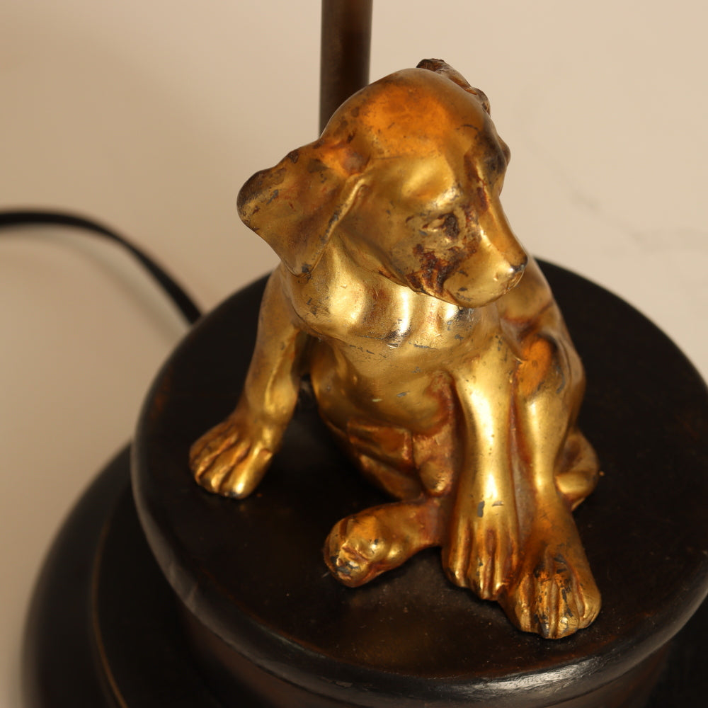 AL2-031: Antique Gilt Bronze Statue of Dog Mounted as a Lamp