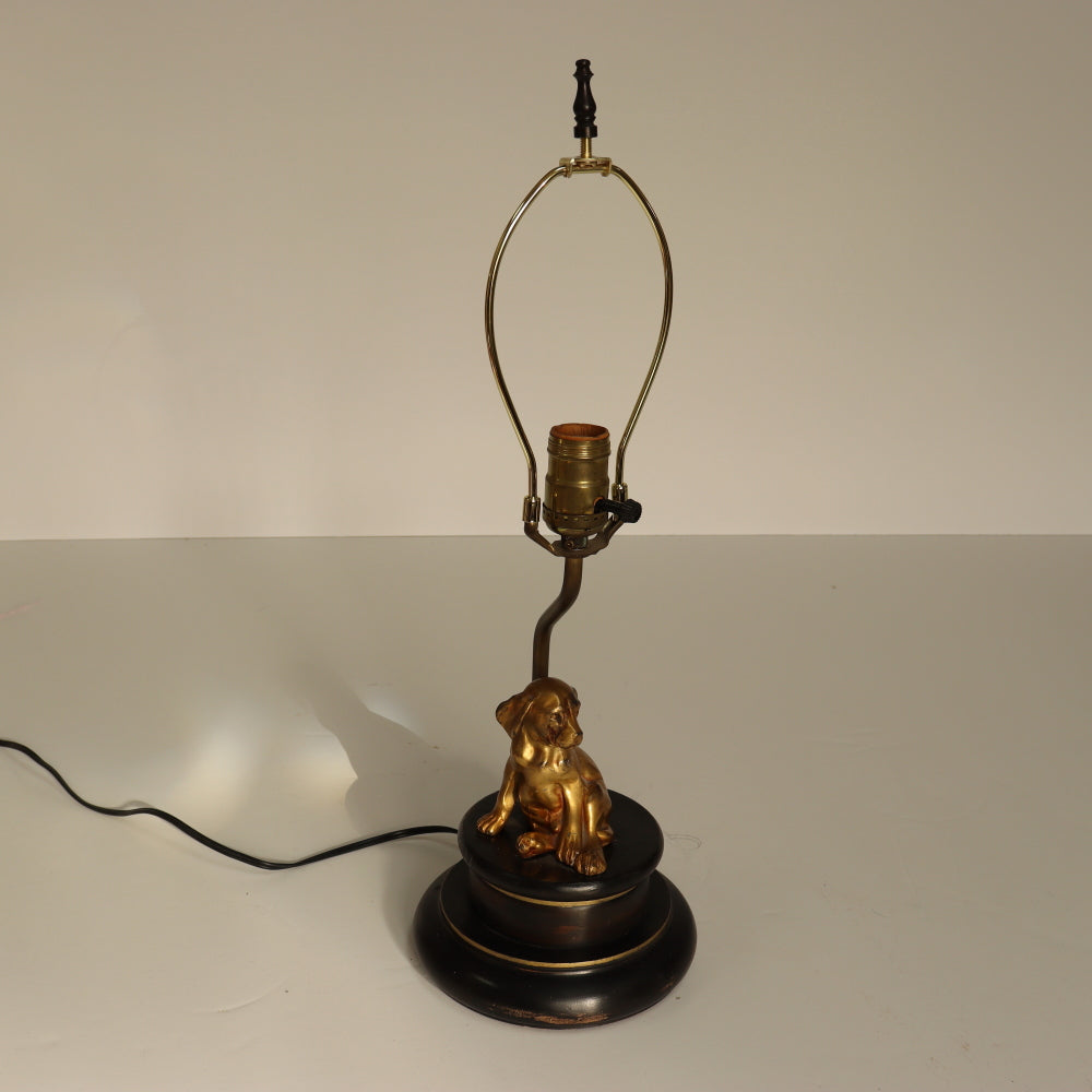AL2-031: Antique Gilt Bronze Statue of Dog Mounted as a Lamp