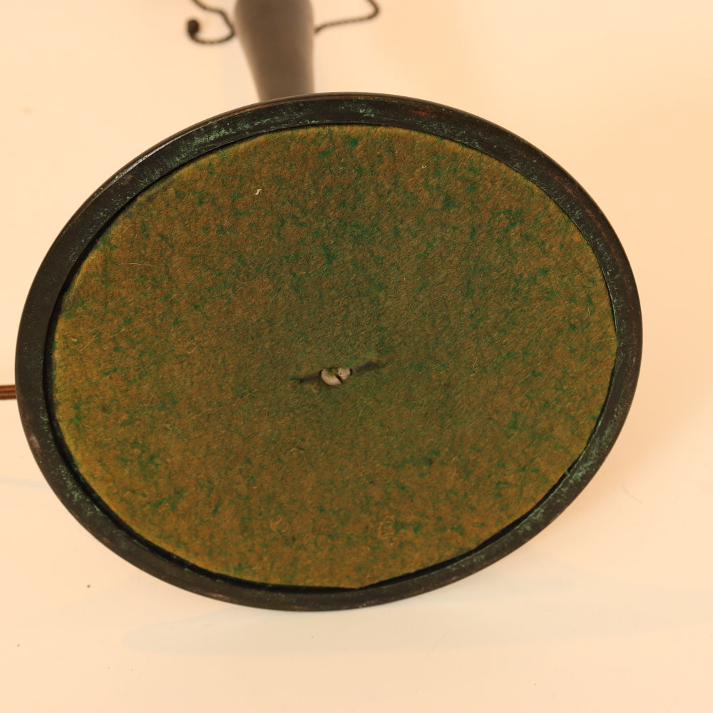 AL2-046: Antique Arts & Crafts Bronze Lamp With Unique Art Glass Company Leaded Stained Glass Shade