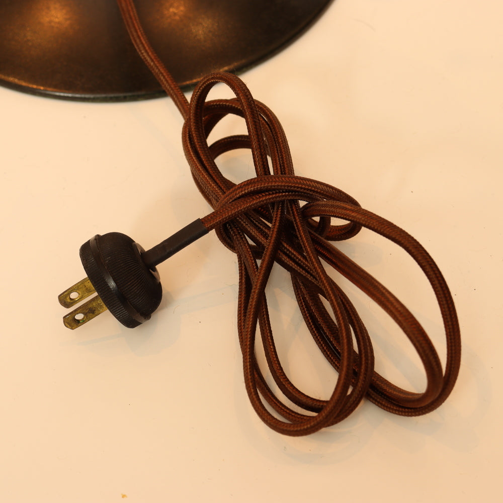 AL2-046: Antique Arts & Crafts Bronze Lamp With Unique Art Glass Company Leaded Stained Glass Shade