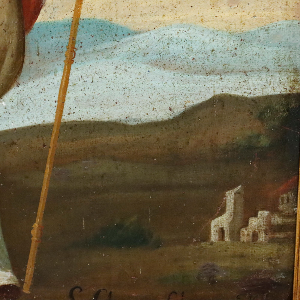 AW868: San Clemente Obispo y Mártir - 18th Century Oil on Canvas Painting