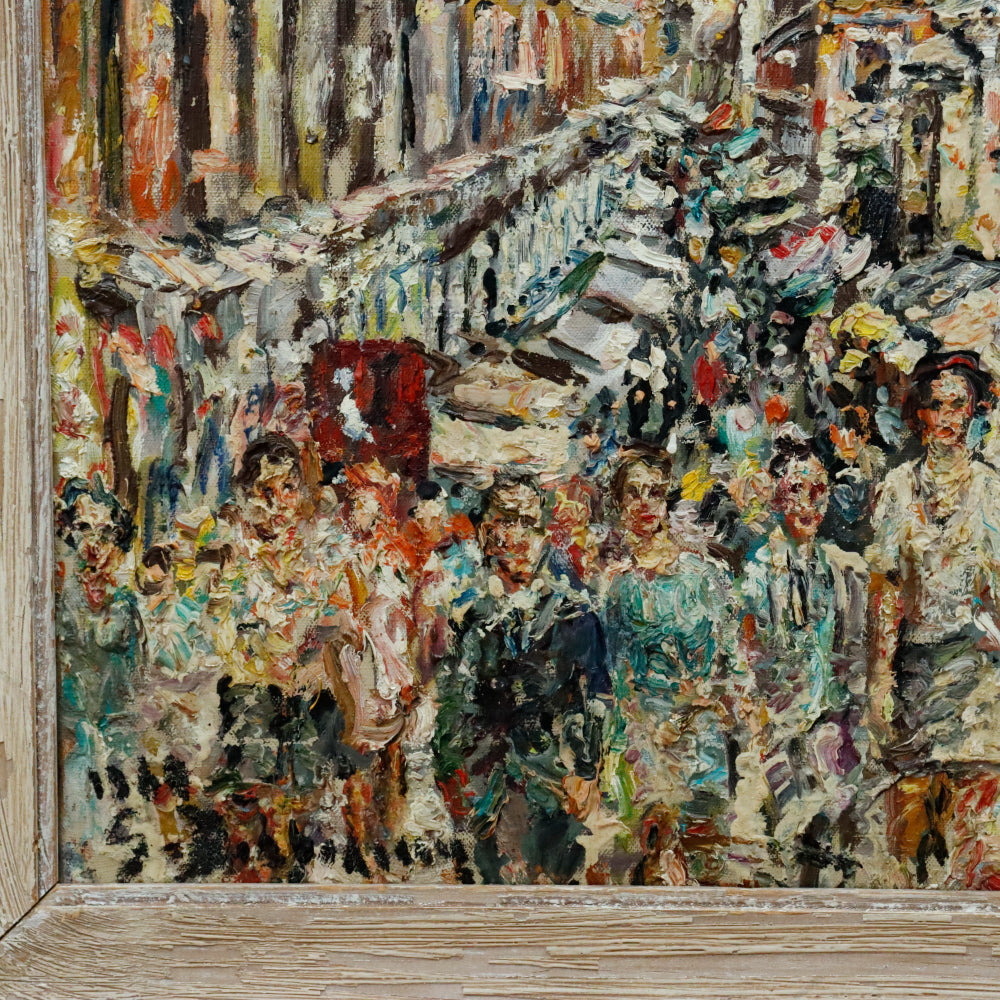 AW159: European School - European Street Scene - Oil on Canvas
