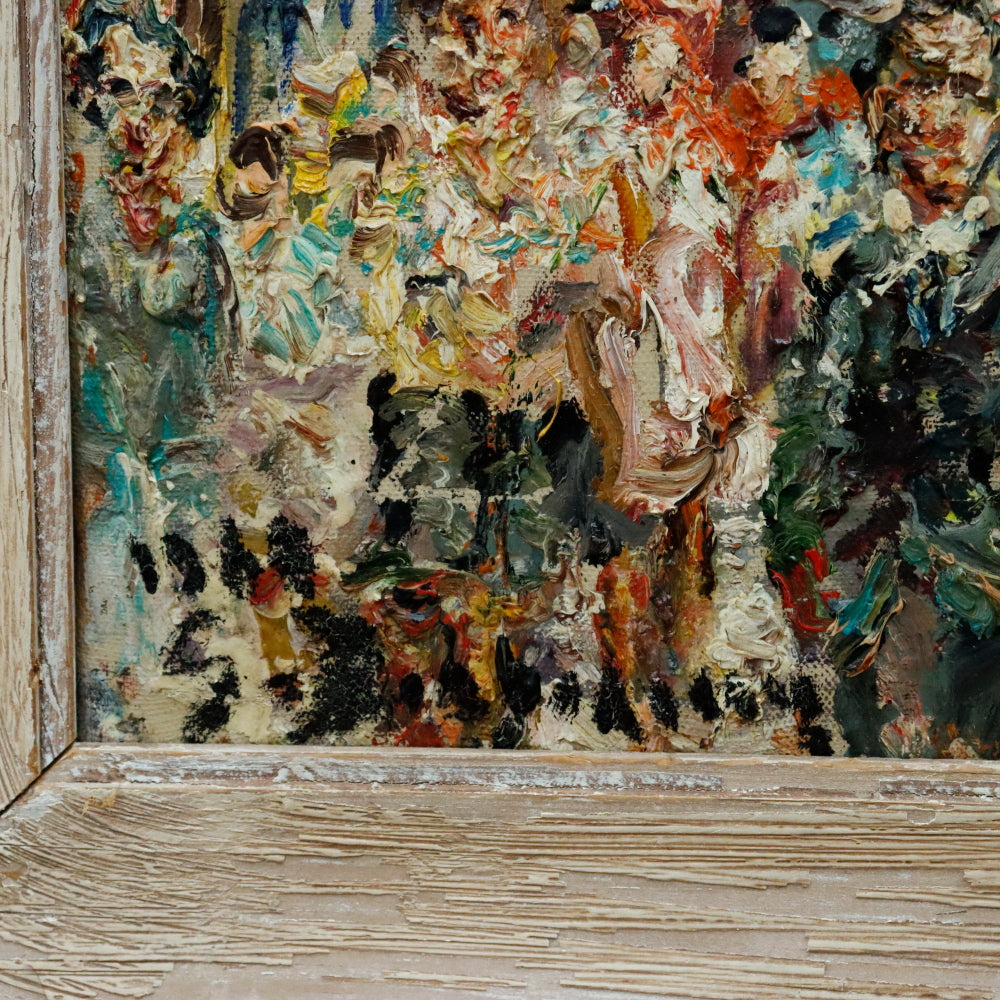 AW159: European School - European Street Scene - Oil on Canvas