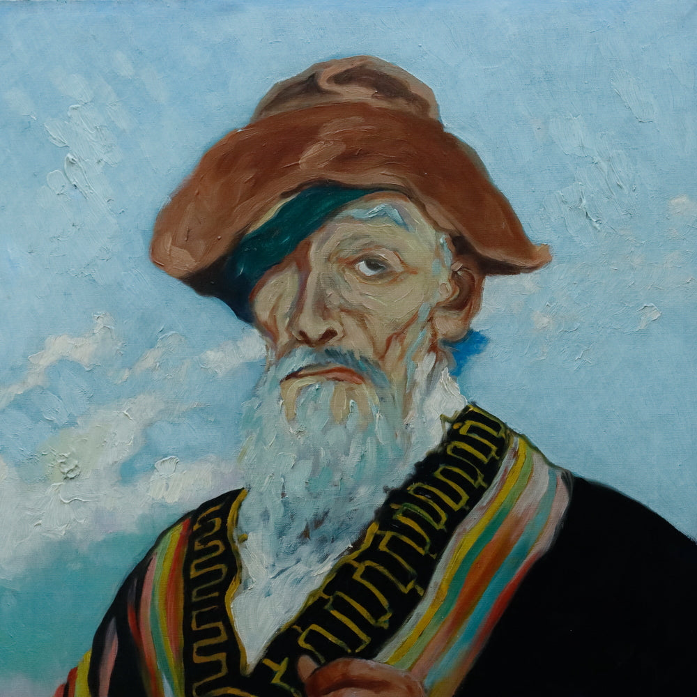 AW696: Portrait of a Persian Elder With Staff Oil on Canvas Painting