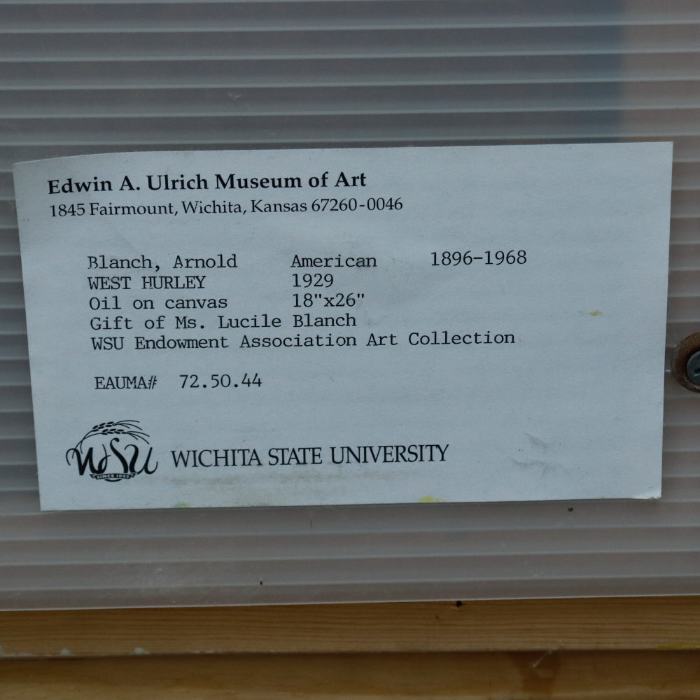 AW871: Arnold Blanch WPA Artist West Hurley, 1929 Oil on Canvas Painting