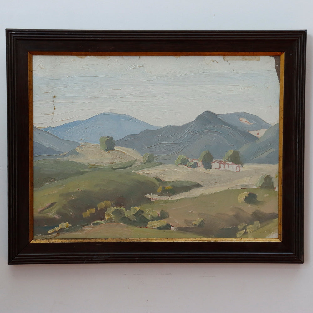 AW101: Ralph Holmes Desert Landscape Oil on Board Painting Early 20th Century
