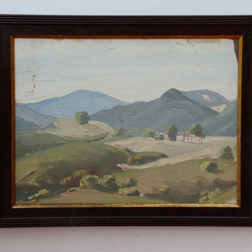 AW101: Ralph Holmes Desert Landscape Oil on Board Painting Early 20th Century
