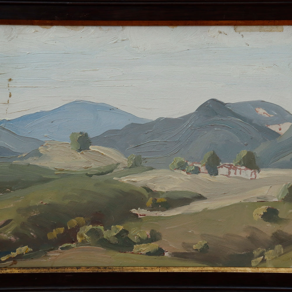 AW101: Ralph Holmes Desert Landscape Oil on Board Painting Early 20th Century