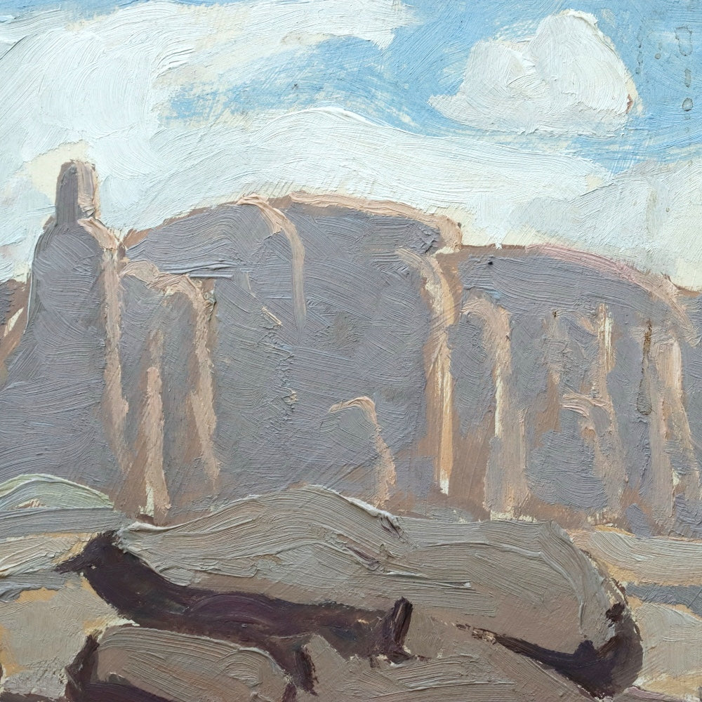 AW100: Ralph Holmes Desert Shack Oil on Board Painting Early 20th Century
