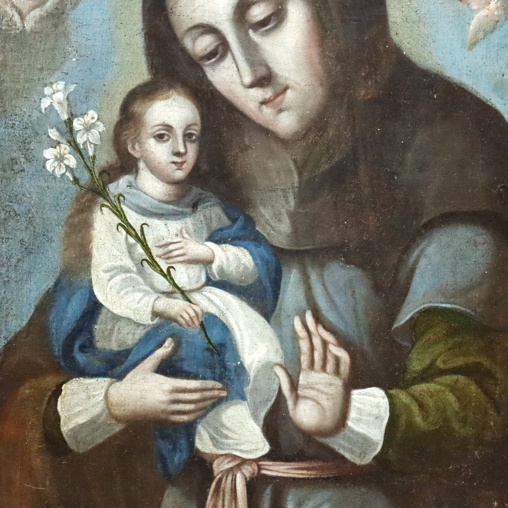 AW608: 18th Century Italian School Old Master Madonna & Child With Angels Oil on Canvas