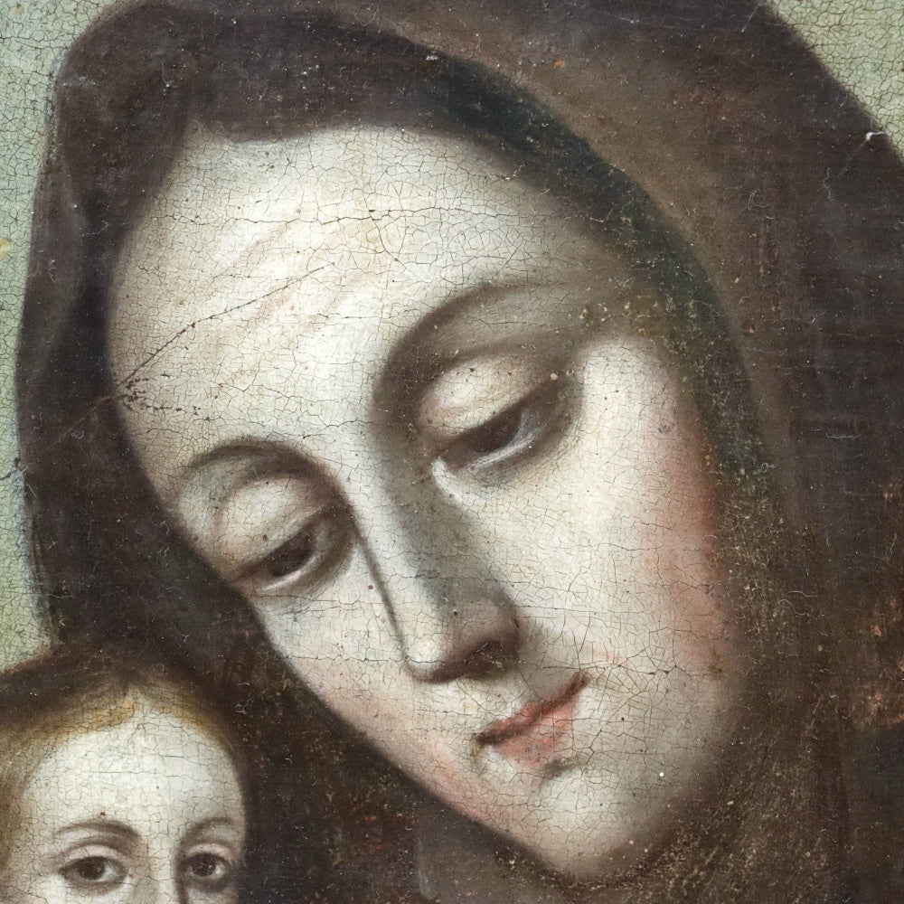AW608: 18th Century Italian School Old Master Madonna & Child With Angels Oil on Canvas