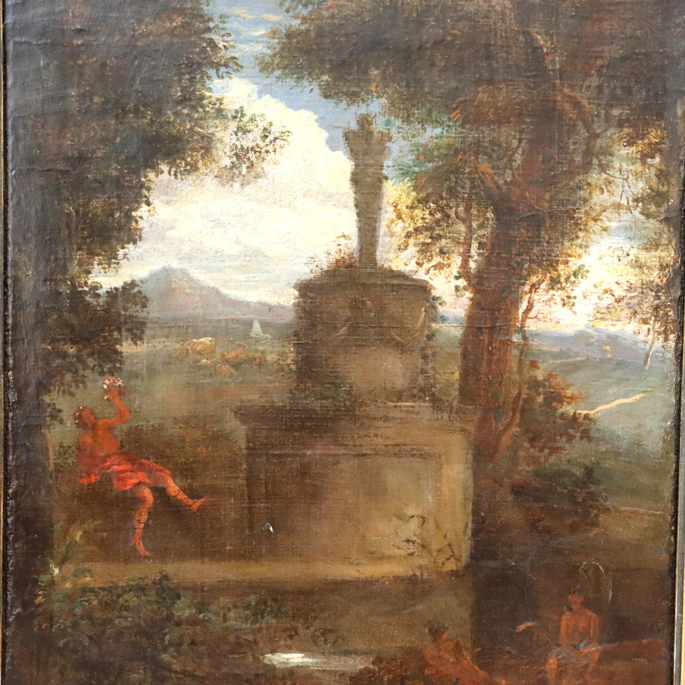 AW876: Antique Early 19th Century Italian School Oil on Canvas Painting of Polyphemus and Galetea