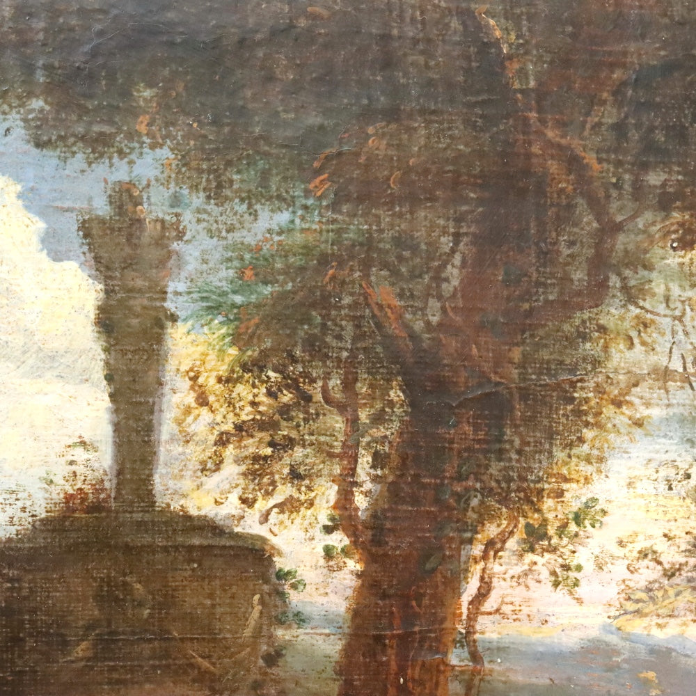 AW876: Antique Early 19th Century Italian School Oil on Canvas Painting of Polyphemus and Galetea