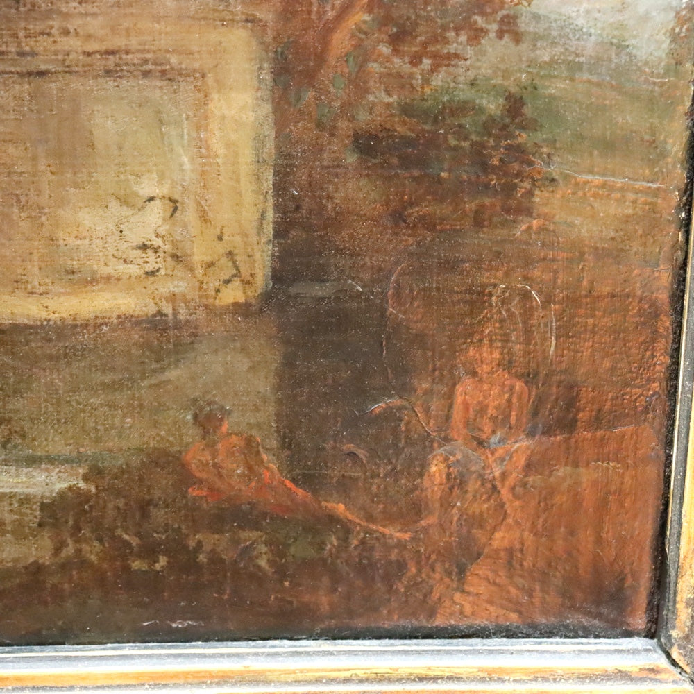 AW876: Antique Early 19th Century Italian School Oil on Canvas Painting of Polyphemus and Galetea