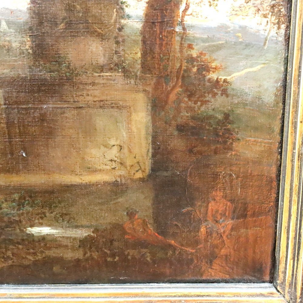 AW876: Antique Early 19th Century Italian School Oil on Canvas Painting of Polyphemus and Galetea