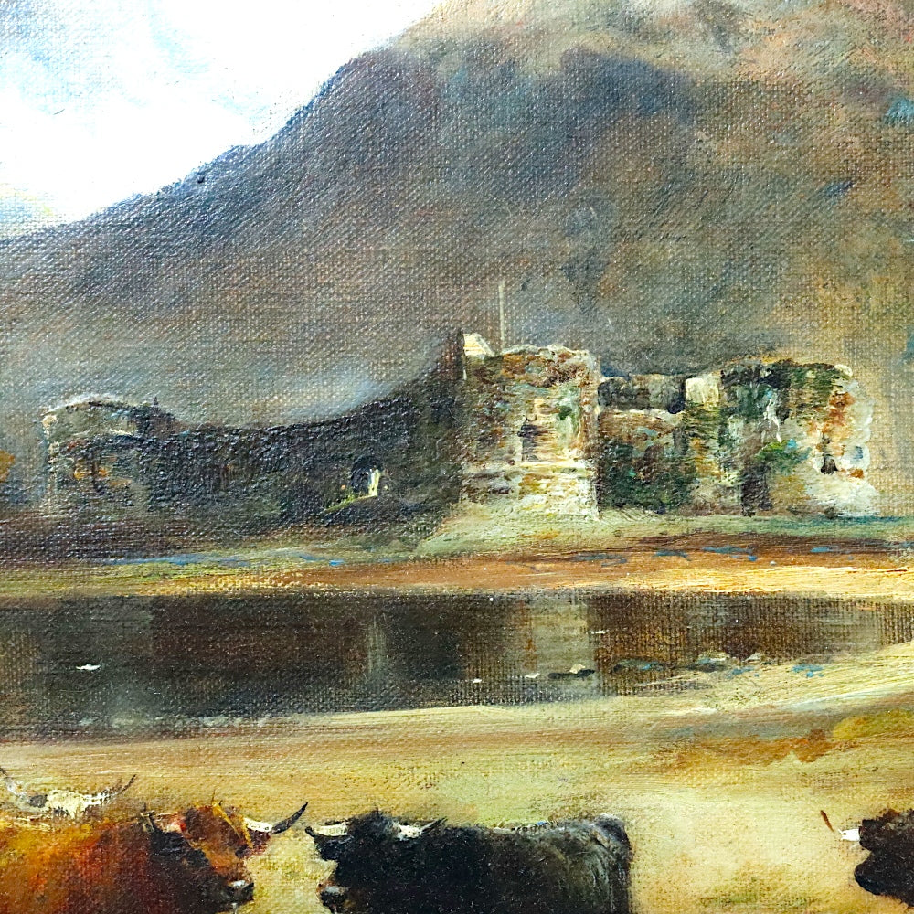 AW877: 19th Century Scottish Highlands Oil on Canvas Landscape Painting