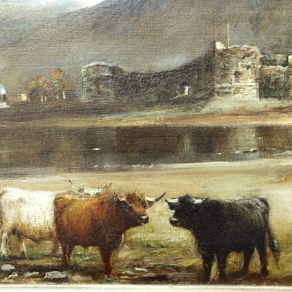AW877: 19th Century Scottish Highlands Oil on Canvas Landscape Painting