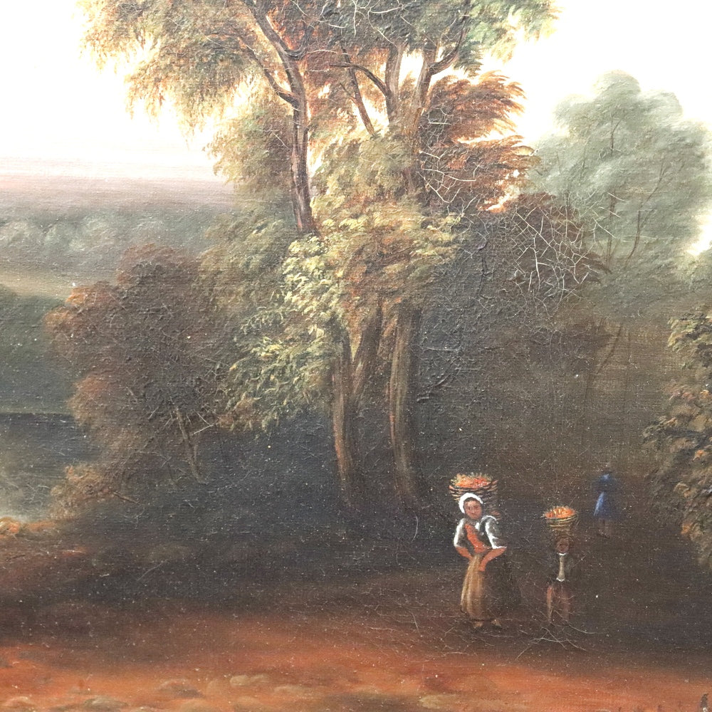 AW067: English School Mid 19th Century Landscape Oil on Canvas Painting