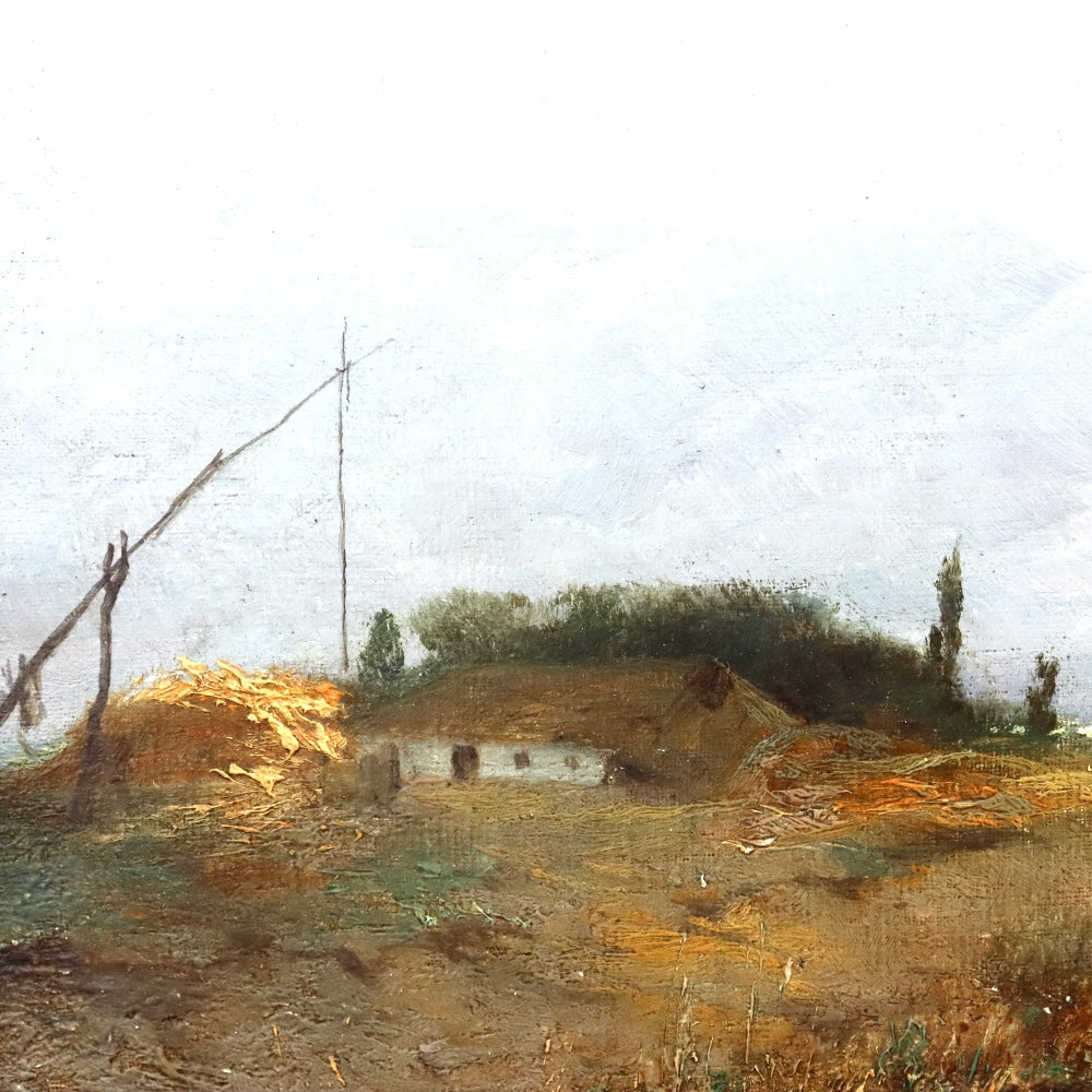 AW879: Antique French School Normandy Marsh Landscape Late 19th Century Oil on Canvas Painting