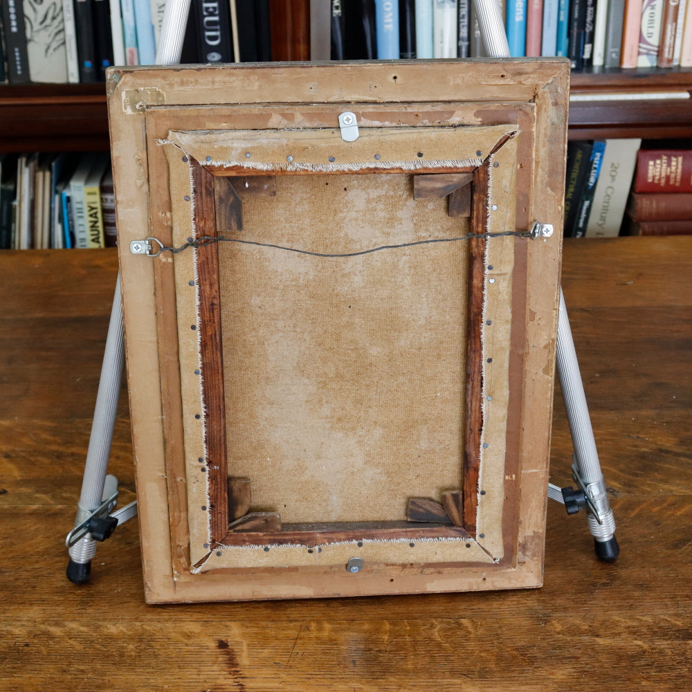 AW880: J. Riccio Antique Italian Venetian Canal Scene Oil on Canvas Painting