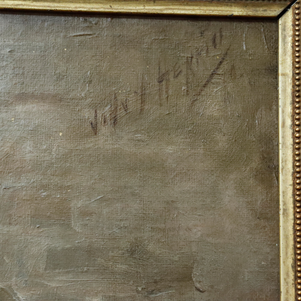 AW882: John Henry Henrici Shoe Shine Street Urchin Counting Change Oil on Canvas Painting Late 19th Century