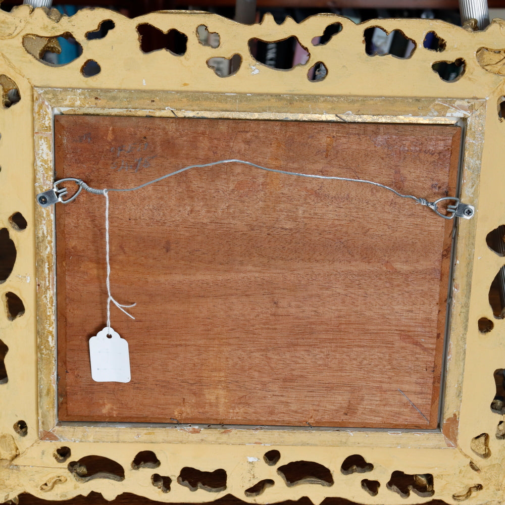 AW8-001: European School Colored Lithograph Laid Down to Mahogany Panel