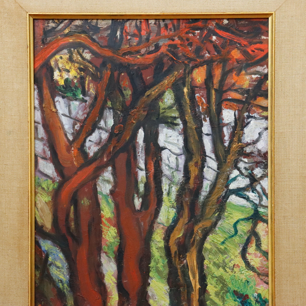AW887: Sacha Moldovan "Trees" Oil Painting on Masonite Panel