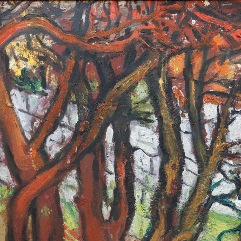 AW887: Sacha Moldovan "Trees" Oil Painting on Masonite Panel