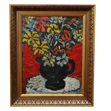 Sacha Moldovan "Black Vase" Flowers Still Life Oil on Canvas | Work of Man
