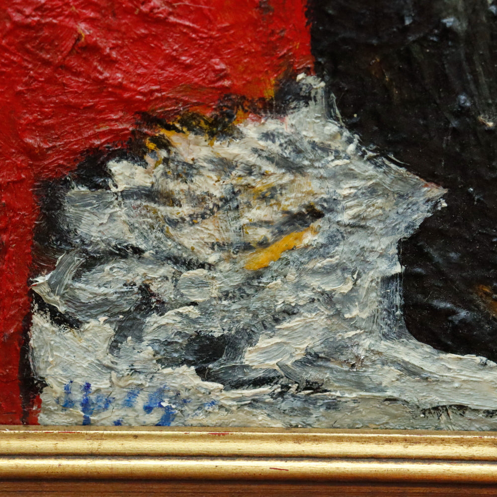 AW345: Sacha Moldovan "Black Vase" Flowers Still Life Oil on Canvas