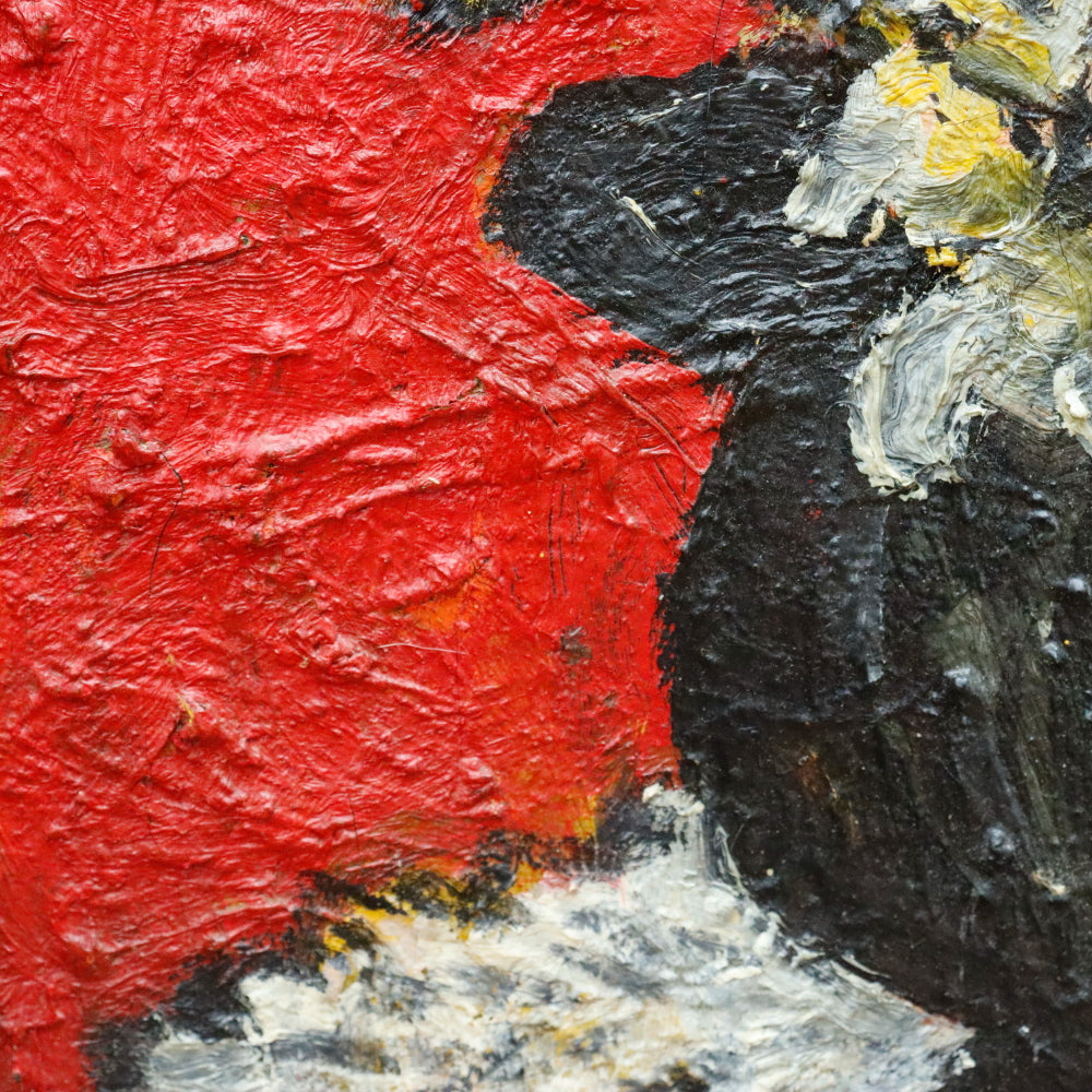 AW345: Sacha Moldovan "Black Vase" Flowers Still Life Oil on Canvas