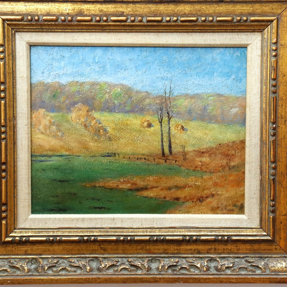 AW032: James Ross New York Autumn Landscape Oil on Board Painting