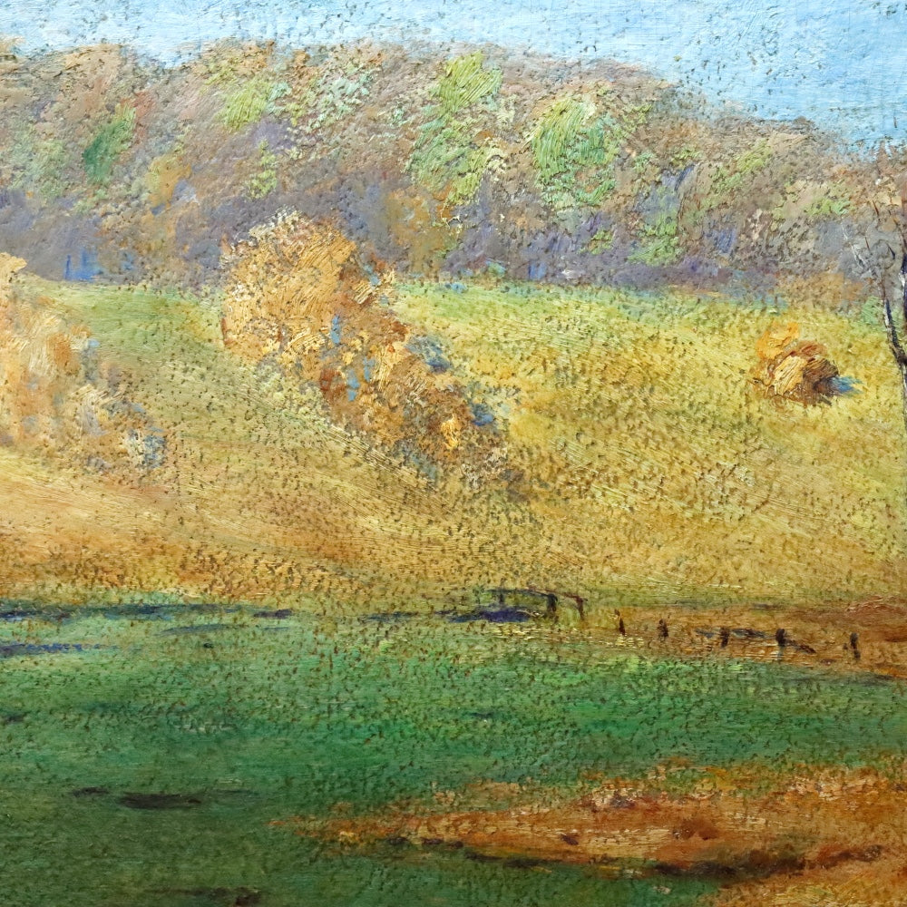 AW032: James Ross New York Autumn Landscape Oil on Board Painting