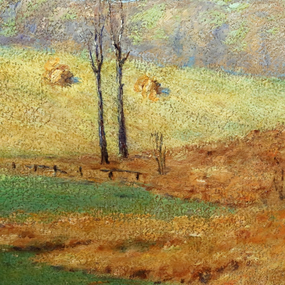 AW032: James Ross New York Autumn Landscape Oil on Board Painting