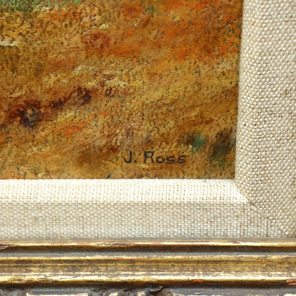 AW032: James Ross New York Autumn Landscape Oil on Board Painting