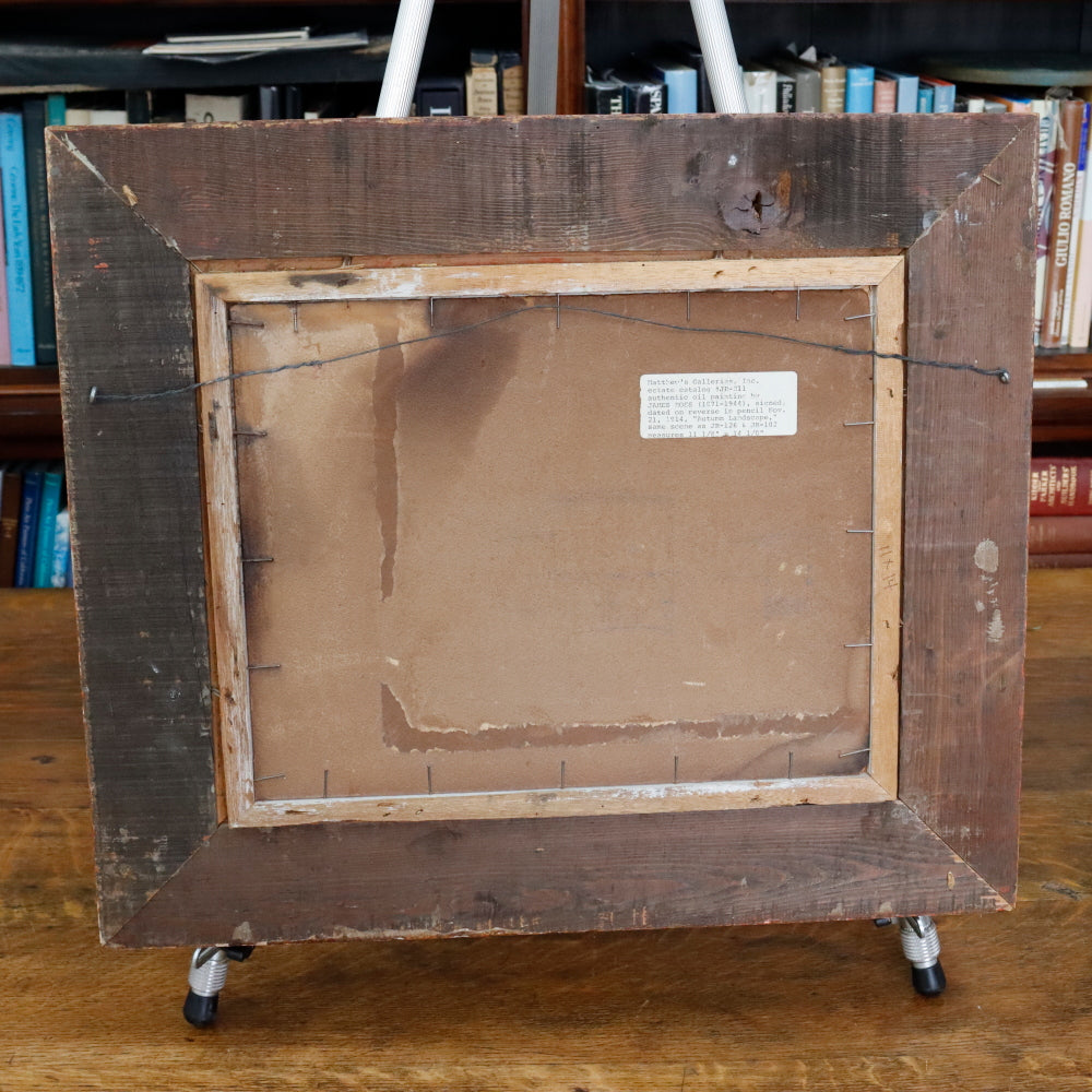 AW032: James Ross New York Autumn Landscape Oil on Board Painting