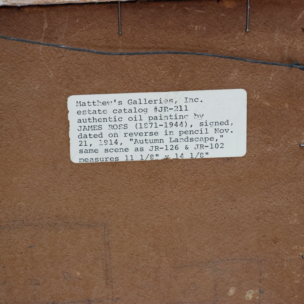 AW032: James Ross New York Autumn Landscape Oil on Board Painting