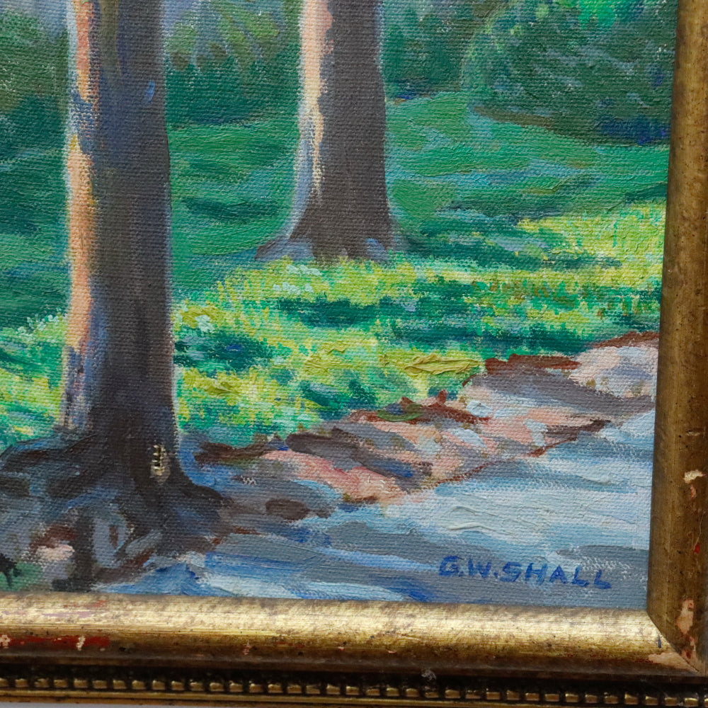 AW888: George W. Shall California Mission Oil on Canvas Painting Early 20th Century