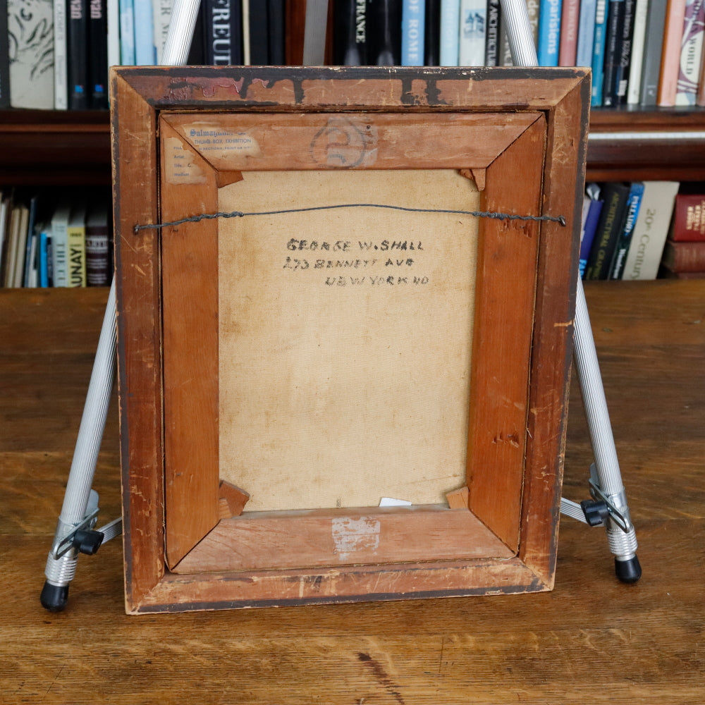 AW888: George W. Shall California Mission Oil on Canvas Painting Early 20th Century